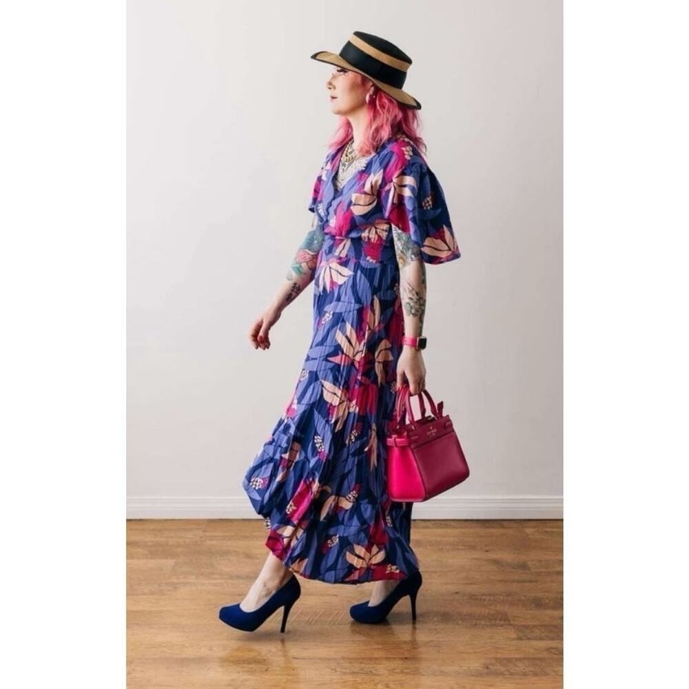 Anthropologie ABLE THE LABEL Purple with Pink Floral Maxi-Dress